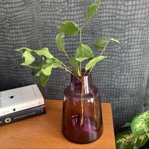 Modern minimalist vase clear glass purple tinted trendy (no plants)